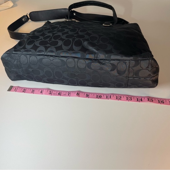 Coach Signature Black Purse Bag Satchel with Patent Leather Accents - Picture 2 of 12